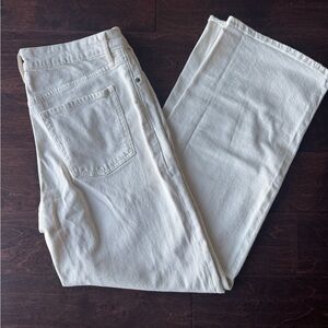 Cream Wide-Leg Jeans